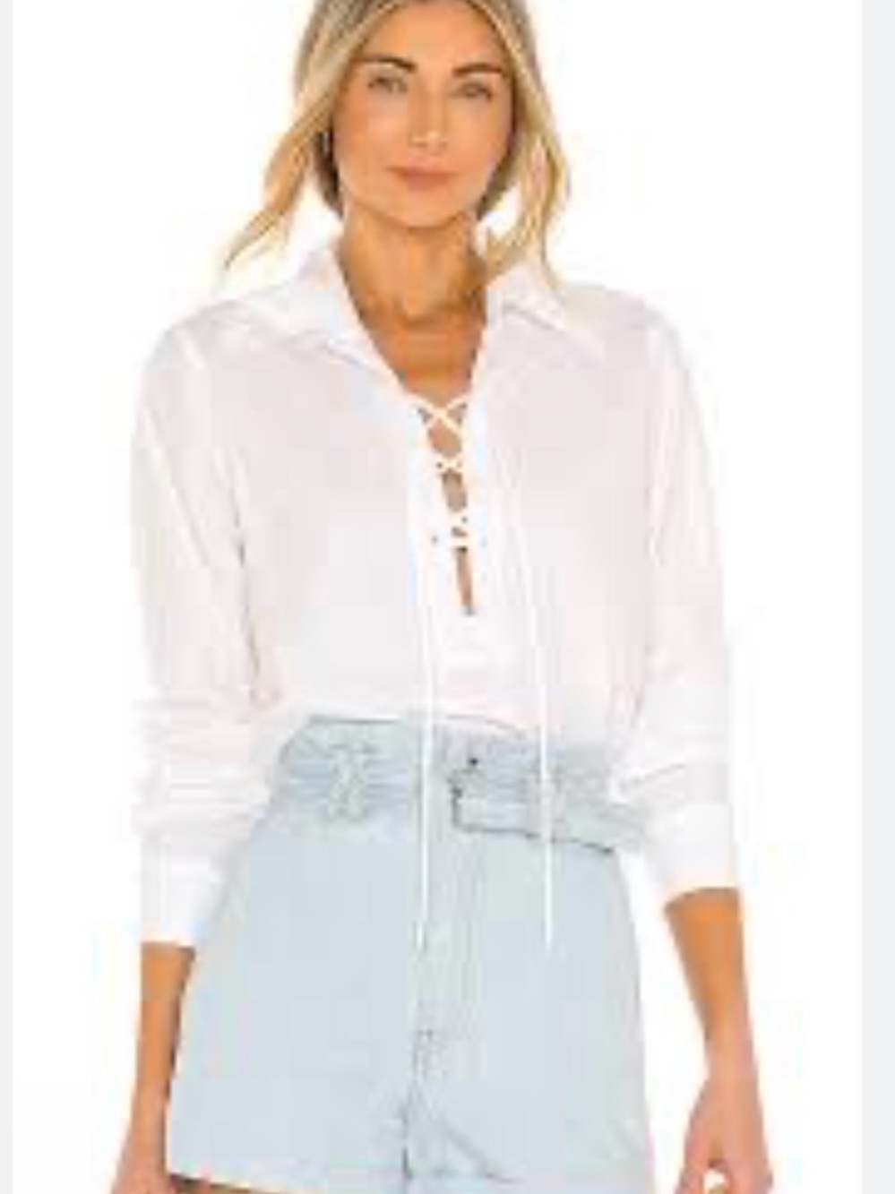 Nili Lotan White Cotton Lace-Up Blouse NWT